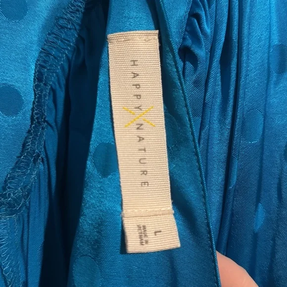 Anthropologie Happy Nature polka dot satin maxi boho dress L EUC - Picture 4 of 6